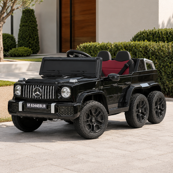 Дитячий електромобіль Джип Mercedes-AMG G 63 6x6 Гелендваген M 6344EBLRS-2, 6 моторів по 35W, EVA, шкіра, MP3, USB, TF, Bluetooth, чорний, автофарбування mp-346389 фото
