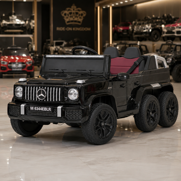 Дитячий електромобіль Джип Mercedes-AMG G 63 6x6 Гелендваген M 6344EBLRS-2, 6 моторів по 35W, EVA, шкіра, MP3, USB, TF, Bluetooth, чорний, автофарбування mp-346389 фото