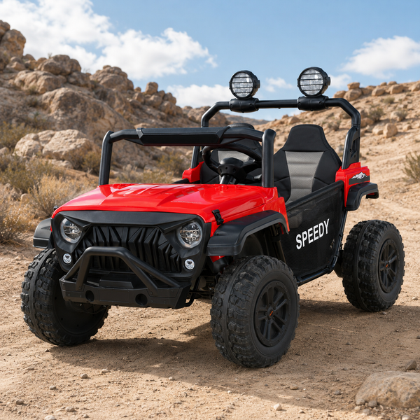 Детский электромобиль Джип Багги UTV Speedy Adventure M 6206EBLR-3 двухместный, 4 мотора по 45W, EVA, кожа, Bluetooth, MP3, USB, красный mp-315896 фото