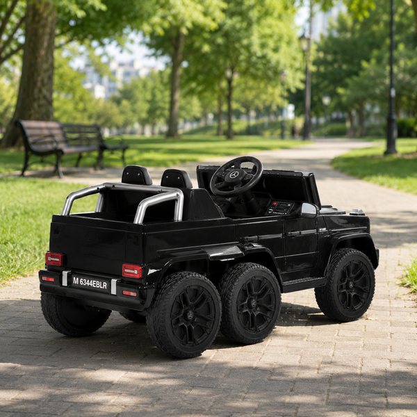 Дитячий електромобіль Джип Mercedes-AMG G 63 6x6 Гелендваген M 6344EBLRS-2, 6 моторів по 35W, EVA, шкіра, MP3, USB, TF, Bluetooth, чорний, автофарбування mp-346389 фото