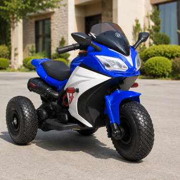 Дитячий мотоцикл Yamaha YZF-R1 Bambi M 4840 AL-4 синій, 2 мотори по 25W, гумові колеса, шкіра, MP3 mp-270164 фото