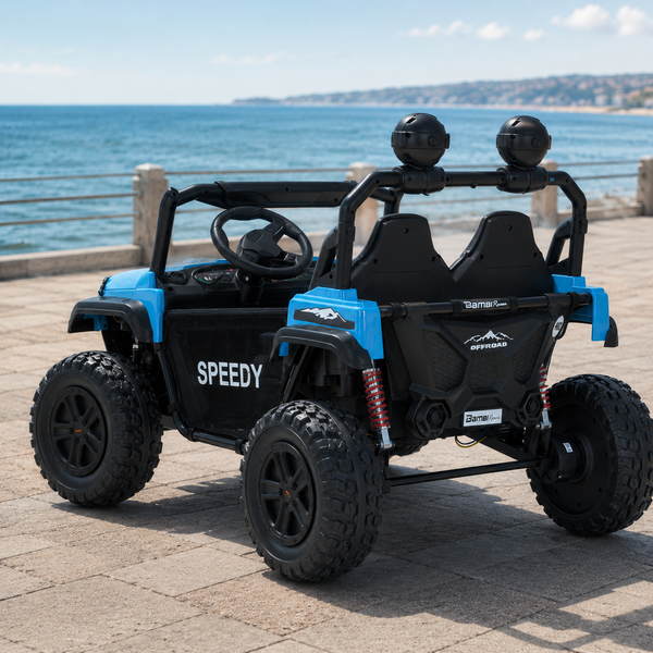Детский электромобиль Джип Багги UTV Speedy Adventure M 6206EBLR-4 двухместный, 4 мотора по 45W, EVA, кожа, Bluetooth, MP3, USB, синий mp-315897 фото