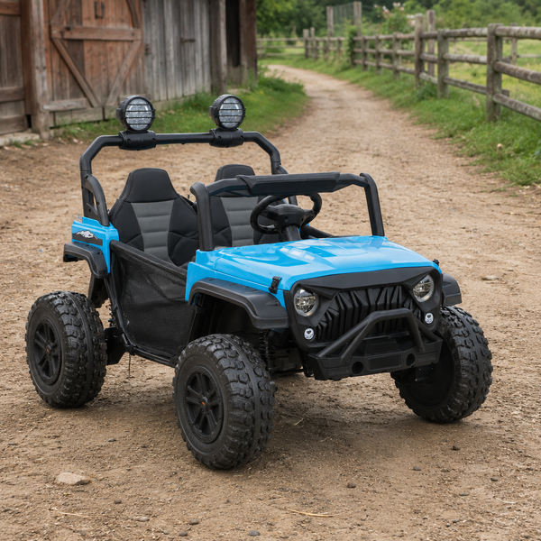 Детский электромобиль Джип Багги UTV Speedy Adventure M 6206EBLR-4 двухместный, 4 мотора по 45W, EVA, кожа, Bluetooth, MP3, USB, синий mp-315897 фото