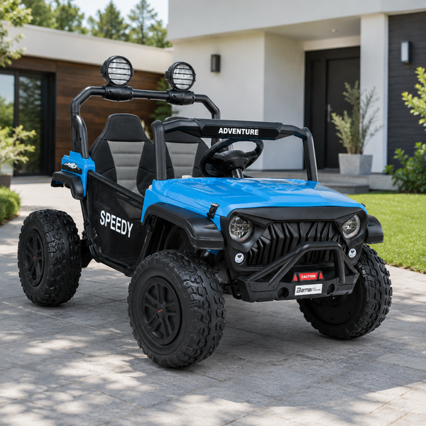 Детский электромобиль Джип Багги UTV Speedy Adventure M 6206EBLR-4 двухместный, 4 мотора по 45W, EVA, кожа, Bluetooth, MP3, USB, синий mp-315897 фото