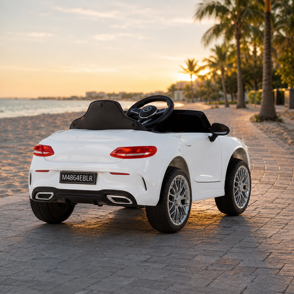 Дитячий електромобіль Mercedes Bambi M 4864 EBLR-1, білий, 2 мотори по 35W, MP3, USB, EVA, шкіряне сидіння mp-275650 фото