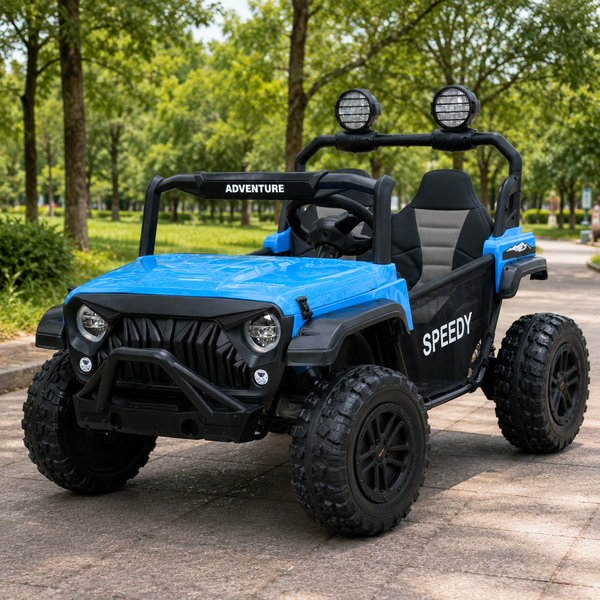 Детский электромобиль Джип Багги UTV Speedy Adventure M 6206EBLR-4 двухместный, 4 мотора по 45W, EVA, кожа, Bluetooth, MP3, USB, синий mp-315897 фото