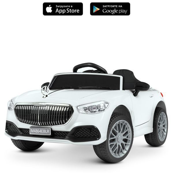 Дитячий електромобіль Mercedes Bambi M 4864 EBLR-1, білий, 2 мотори по 35W, MP3, USB, EVA, шкіряне сидіння mp-275650 фото