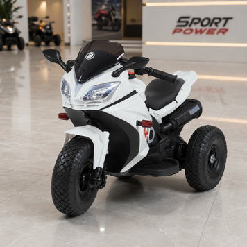 Дитячий мотоцикл Yamaha YZF-R1 Bambi M 4840 AL-1 білий, 2 мотори по 25W, гумові колеса, шкіра, MP3 mp-270455 фото