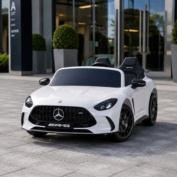 Дитячий електромобіль Mercedes-AMG GT R Roadster M 6313(MP4)EBLR-1 білий, двомісний, 4 мотори по 200W, MP4, Bluetooth, EVA, екошкіра mp-339067 фото