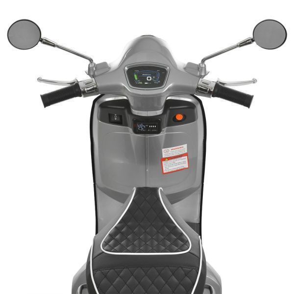 Дитячий мотоцикл Vespa Primavera M 6288EL-11-2, 1 мотор 45W, EVA, шкіра, MP3, Bluetooth, сіро-чорний mp-332286 фото