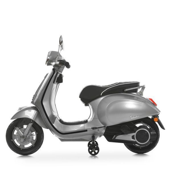 Дитячий мотоцикл Vespa Primavera M 6288EL-11-2, 1 мотор 45W, EVA, шкіра, MP3, Bluetooth, сіро-чорний mp-332286 фото