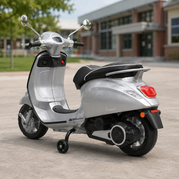 Дитячий мотоцикл Vespa Primavera M 6288EL-11-2, 1 мотор 45W, EVA, шкіра, MP3, Bluetooth, сіро-чорний mp-332286 фото