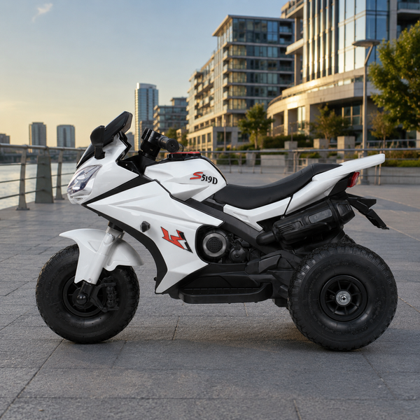 Дитячий мотоцикл Yamaha YZF-R1 Bambi M 4840 AL-1 білий, 2 мотори по 25W, гумові колеса, шкіра, MP3 mp-270455 фото