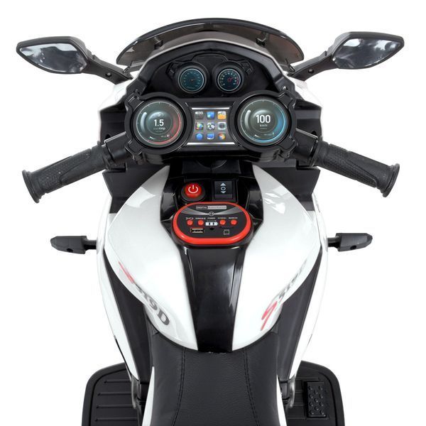 Дитячий мотоцикл Yamaha YZF-R1 Bambi M 4840 AL-1 білий, 2 мотори по 25W, гумові колеса, шкіра, MP3 mp-270455 фото