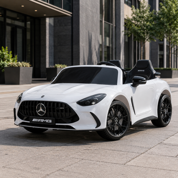 Дитячий електромобіль Mercedes-AMG GT R Roadster M 6313(MP4)EBLR-1 білий, двомісний, 4 мотори по 200W, MP4, Bluetooth, EVA, екошкіра mp-339067 фото