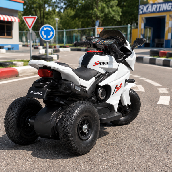 Дитячий мотоцикл Yamaha YZF-R1 Bambi M 4840 AL-1 білий, 2 мотори по 25W, гумові колеса, шкіра, MP3 mp-270455 фото