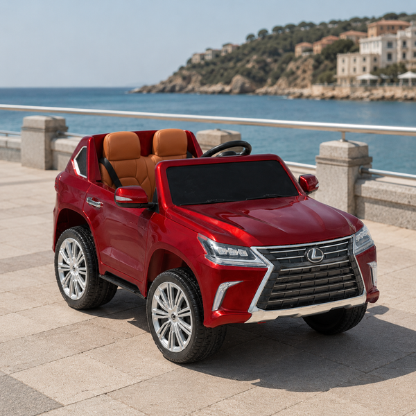Дитячий електромобіль Джип двомісний Lexus LX 570 M 3906EBLRS-3, 4 мотори по 35W, EVA, шкіра, USB/SD, червоний, автофарбування mp-283137 фото