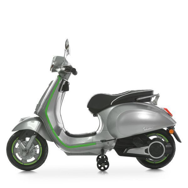 Дитячий мотоцикл Vespa Primavera M 6288EL-11-5, 1 мотор 45W, EVA, шкіра, MP3, Bluetooth, сіро-салатовий mp-332288 фото