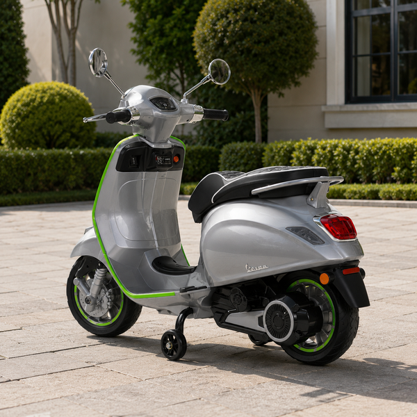 Дитячий мотоцикл Vespa Primavera M 6288EL-11-5, 1 мотор 45W, EVA, шкіра, MP3, Bluetooth, сіро-салатовий mp-332288 фото