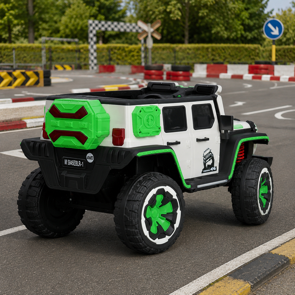 Джип M 5845EBLR-1 2, 4G на радіокеруванні, 1*12V12AH, 4*45W, MP3, TF, USB, BLUETOOTH, EVA, шкіра, музика, світло, білий mp-297656 фото