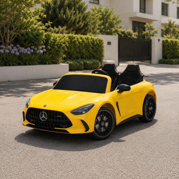 Дитячий електромобіль Mercedes-AMG GT R Roadster M 6313EBLR-6, двомісний, 4 мотори по 200W, EVA, екошкіра, Bluetooth, жовтий mp-339070 фото