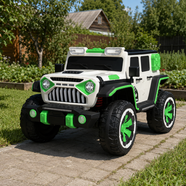 Джип M 5845EBLR-1 2, 4G на радіокеруванні, 1*12V12AH, 4*45W, MP3, TF, USB, BLUETOOTH, EVA, шкіра, музика, світло, білий mp-297656 фото