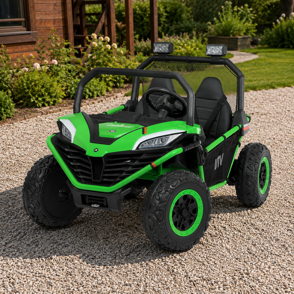 Детский электромобиль Джип Bambi M 4969EBLR-5 багги UTV Can-Am MaverickX3, двухместный, 4 мотора по 80W, EVA, кожа, Bluetooth, MP3, USB, свет, зеленый mp-335237 фото