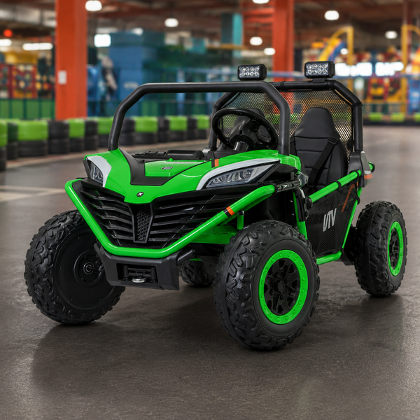Детский электромобиль Джип Bambi M 4969EBLR-5 багги UTV Can-Am MaverickX3, двухместный, 4 мотора по 80W, EVA, кожа, Bluetooth, MP3, USB, свет, зеленый mp-335237 фото