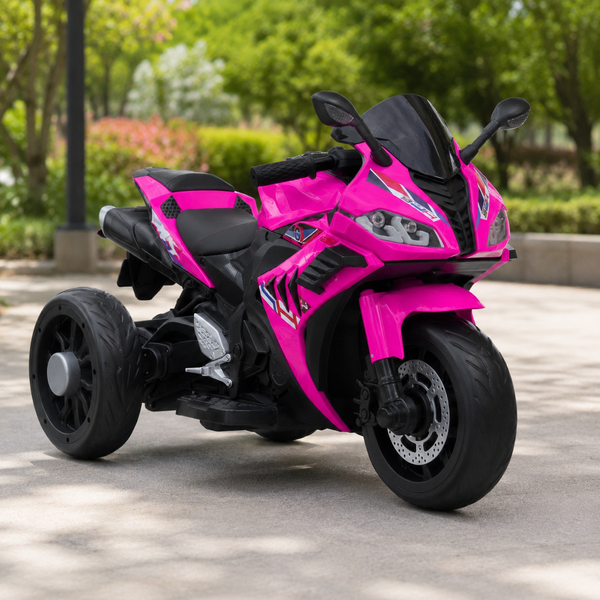 Дитячий мотоцикл BMW S1000RR M 6273EL-8 рожевий, 2 мотори по 35W, EVA, екошкіра, Bluetooth, MP3, USB mp-328506 фото