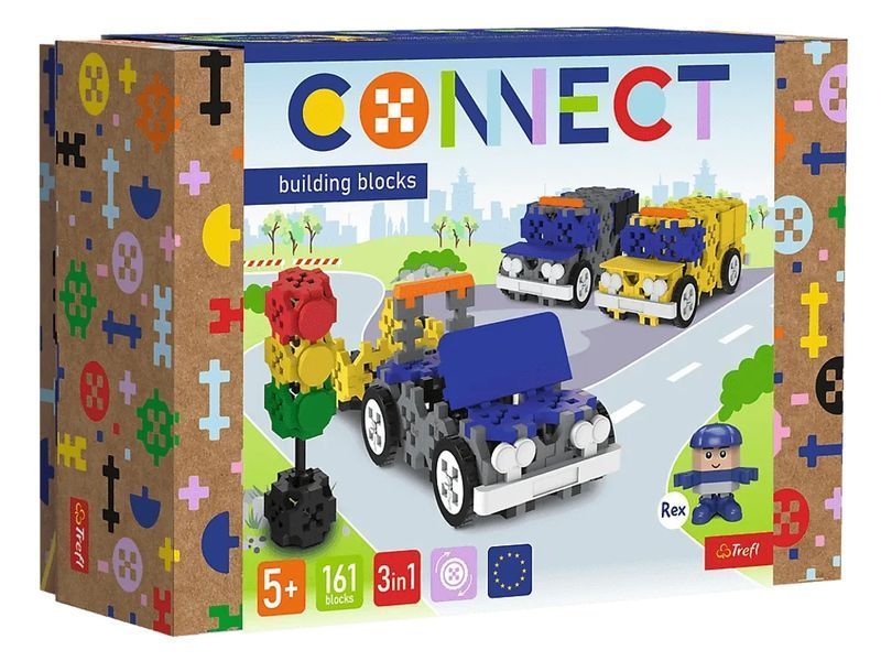 Конструктор 3в1 Trefl Connect Автомобілі та світлофор, 161 елемент 61974 bab-396107 фото