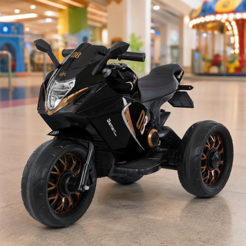 Детский мотоцикл Kawasaki Ninja Bambi M 5050 EL-2 черный, 2 мотора по 25W, EVA, кожа, MP3, USB, свет и музыка mp-285654 фото