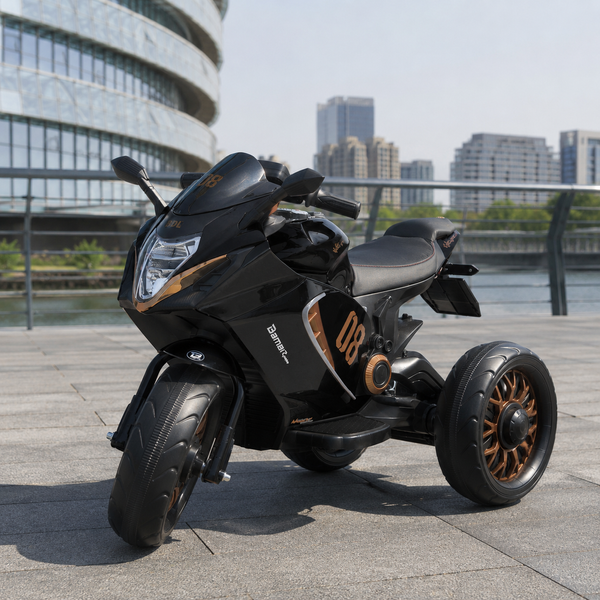Детский мотоцикл Kawasaki Ninja Bambi M 5050 EL-2 черный, 2 мотора по 25W, EVA, кожа, MP3, USB, свет и музыка mp-285654 фото