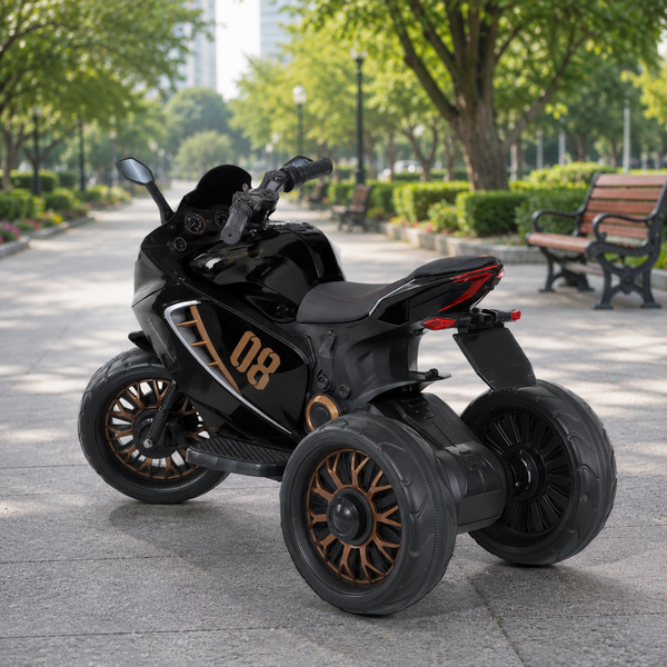 Детский мотоцикл Kawasaki Ninja Bambi M 5050 EL-2 черный, 2 мотора по 25W, EVA, кожа, MP3, USB, свет и музыка mp-285654 фото