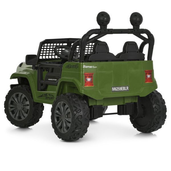 Детский электромобиль Джип Jeep Wrangler Off-Road 4x4 M 6259EBLR-10(24V) двухместный, 2 мотора по 35W, EVA, экокожа, Bluetooth, MP3, темно-зеленый mp-332322 фото