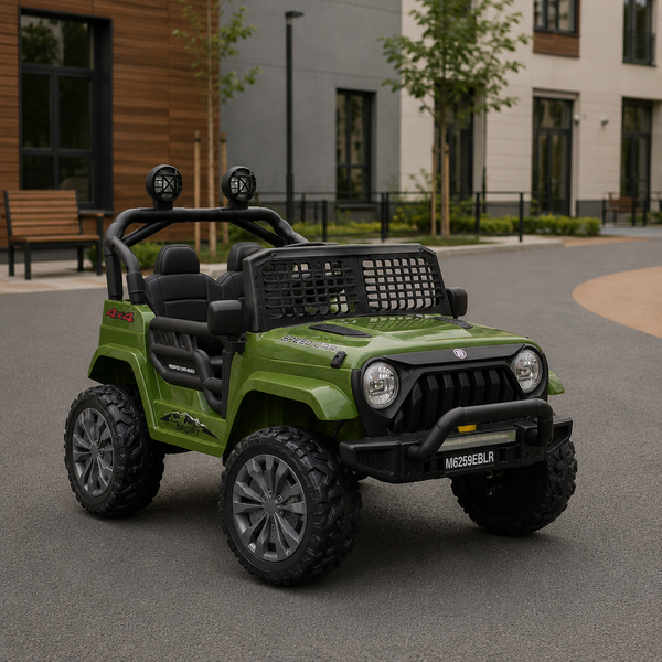 Детский электромобиль Джип Jeep Wrangler Off-Road 4x4 M 6259EBLR-10(24V) двухместный, 2 мотора по 35W, EVA, экокожа, Bluetooth, MP3, темно-зеленый mp-332322 фото