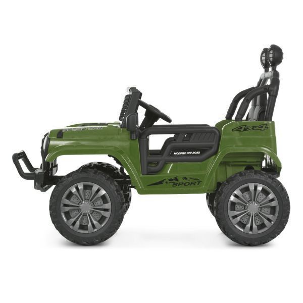 Детский электромобиль Джип Jeep Wrangler Off-Road 4x4 M 6259EBLR-10(24V) двухместный, 2 мотора по 35W, EVA, экокожа, Bluetooth, MP3, темно-зеленый mp-332322 фото