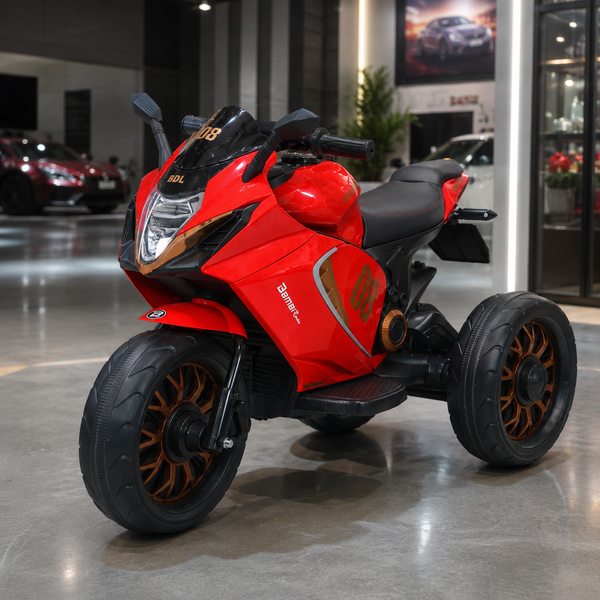 Дитячий мотоцикл Kawasaki Ninja Bambi M 5050 EL-3 червоний, 2 мотори по 25W, EVA, шкіра, MP3, USB, світло та музика mp-285655 фото