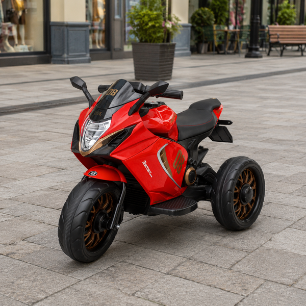 Дитячий мотоцикл Kawasaki Ninja Bambi M 5050 EL-3 червоний, 2 мотори по 25W, EVA, шкіра, MP3, USB, світло та музика mp-285655 фото