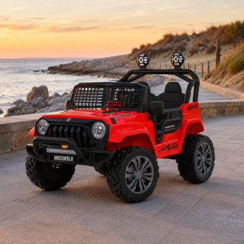 Дитячий електромобіль Джип Jeep Wrangler Off-Road 4x4 M 6259EBLR-3(24V) двомісний, 2 мотори по 35W, EVA, екошкіра, Bluetooth, MP3, червоний mp-332324 фото