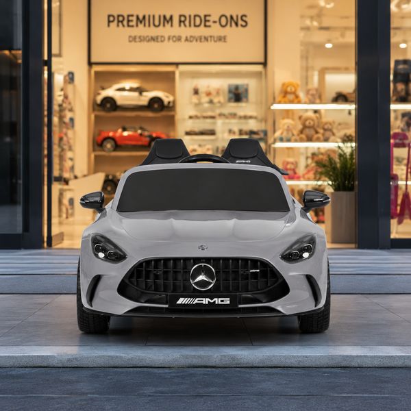 Детский электромобиль Mercedes-AMG GT R Roadster двухместный, 2 мотора по 320W, EVA, кожа, Bluetooth, MP3, серый mp-340543 фото