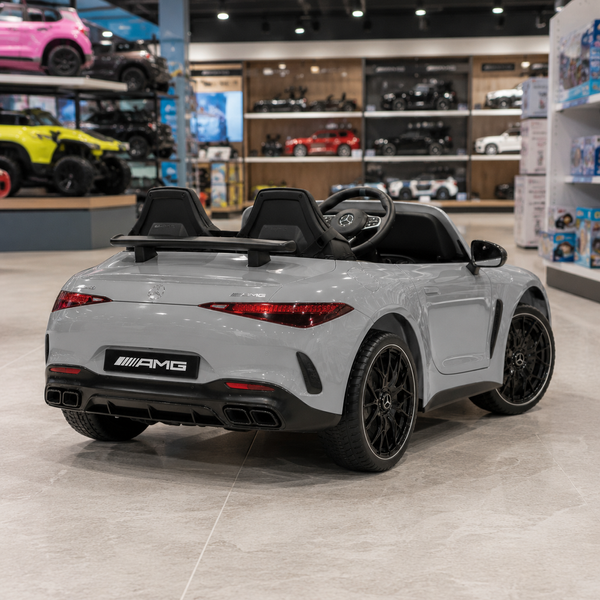 Детский электромобиль Mercedes-AMG GT R Roadster двухместный, 2 мотора по 320W, EVA, кожа, Bluetooth, MP3, серый mp-340543 фото