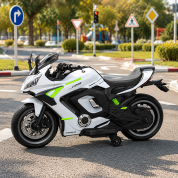 Детский мотоцикл Yamaha YZF-R9 / R-серия M 5774EL-1-5, 2 мотора по 45W, EVA, кожа, MP3, USB, зеленый mp-295528 фото