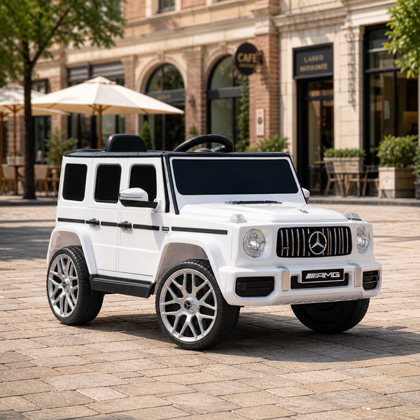 Дитячий електромобіль Джип Mercedes-Benz G-Class AMG G 63 M 6236EBLR-1, 2 мотори по 30W, EVA, екошкіра, MP3, Bluetooth, білий mp-338989 фото