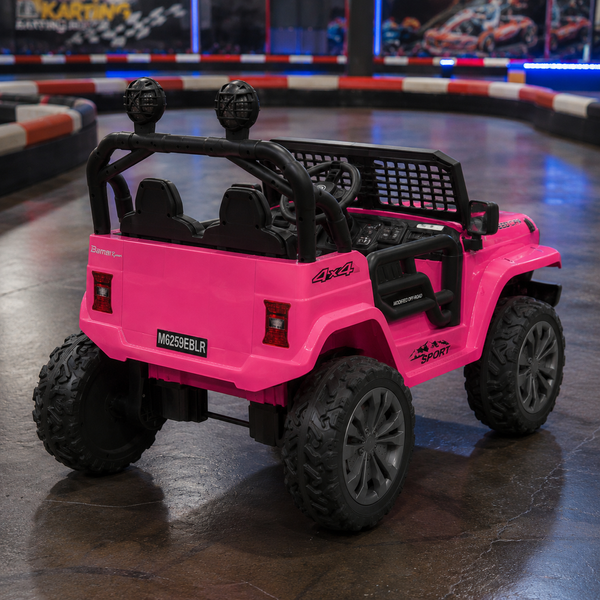 Детский электромобиль Джип Jeep Wrangler Off-Road 4x4 M 6259EBLR-8(24V) двухместный, 2 мотора по 35W, EVA, экокожа, Bluetooth, MP3, розовый mp-332325 фото