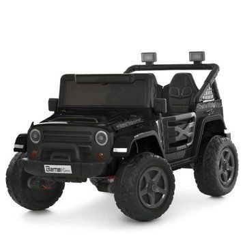 Дитячий електромобіль Джип Jeep Wrangler M 6287EBLR-2 двомісний чорний, 4 мотори по 45W, EVA, шкіра, Bluetooth mp-332326 фото