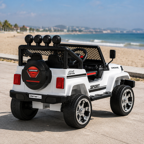 Детский электромобиль Джип Bambi Racer M 3237EBLR-1 Jeep белый, 4 мотора по 45W, EVA, экокожа, MP3, Bluetooth mp-160280 фото