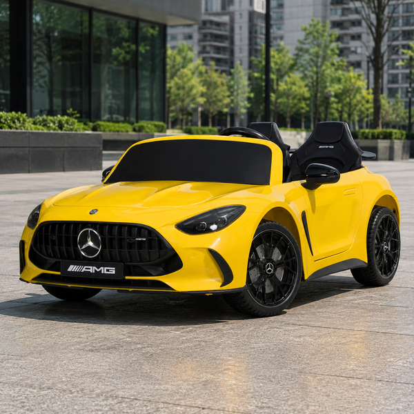 Двухместный детский электромобиль Mercedes-AMG GT R Roadster M 6315EBLR-6, 2 мотора по 320W, EVA, кожа, MP3, Bluetooth, желтый mp-340545 фото