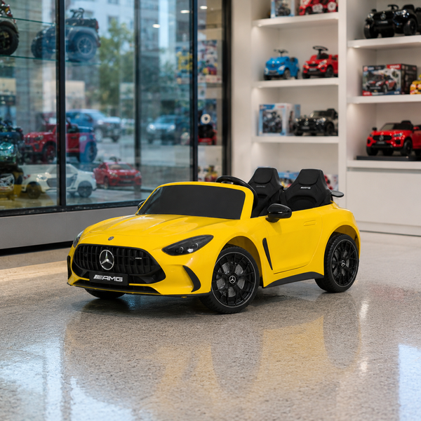 Двухместный детский электромобиль Mercedes-AMG GT R Roadster M 6315EBLR-6, 2 мотора по 320W, EVA, кожа, MP3, Bluetooth, желтый mp-340545 фото