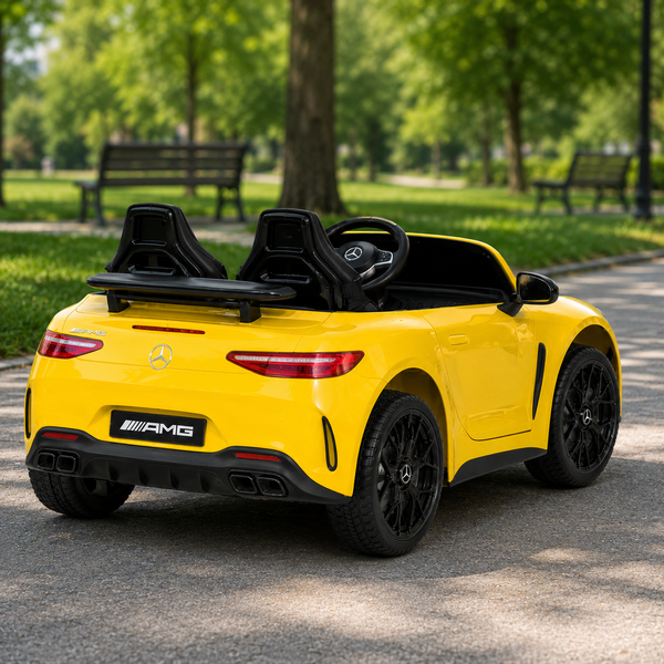 Двухместный детский электромобиль Mercedes-AMG GT R Roadster M 6315EBLR-6, 2 мотора по 320W, EVA, кожа, MP3, Bluetooth, желтый mp-340545 фото