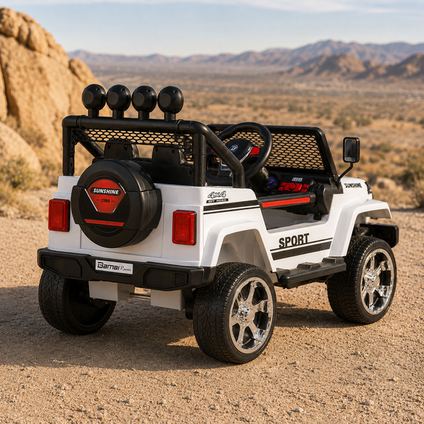 Детский электромобиль Джип Bambi Racer M 3237EBLR-1 Jeep белый, 4 мотора по 45W, EVA, экокожа, MP3, Bluetooth mp-160280 фото